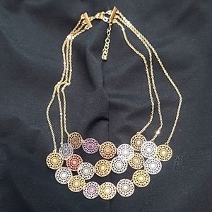 Mixed Metal Layered Necklace, Silver, Gold